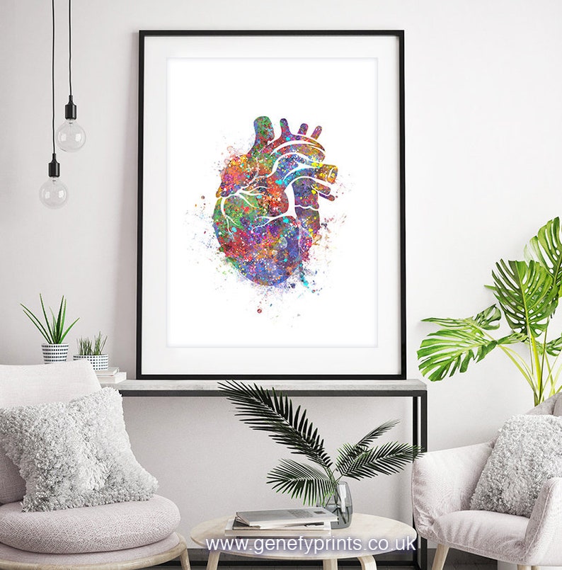 Heart Anatomy Watercolor Art Print Heart Anatomy Watercolor Art Painting Cardiology Art Anatomy Art Gift for Cardiologists AS37 image 3