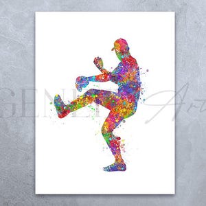 Baseball Watercolour Art Print - Baseball Sport Poster - Baseball Player Prints - Baseball Player Poster - Baseball Sports Poster