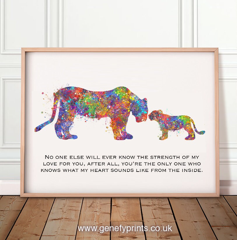 Lioness And Cub Watercolour Print Family Quote Watercolor Etsy