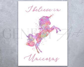 Unicorn Watercolor Art Print: Fantasy Wall Decor