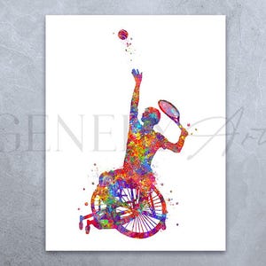 Wheelchair Tennis Player Watercolor Art Print