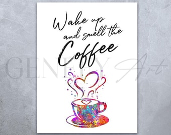 Stampa artistica tipografica del caffè: svegliati e senti il profumo del caffè