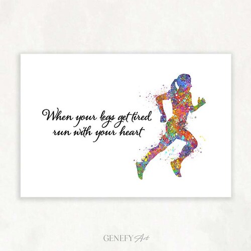 Female Runner Quote Watercolor Print Runner Woman Poster - Etsy