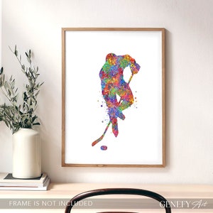 Ice Hockey Player Wall Art Ice Hockey Player Watercolor Print Winter Sports Watercolor Art Gift for Him Ice Hockey Gift image 4