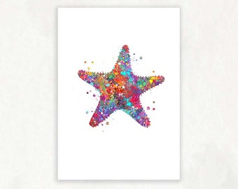 Star Fish Watercolour Art Print - Star Fish Prints - Star Fish Poster - Star Fish Wall Art - Bathroom Art - Bathroom Prints