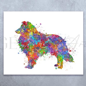 Collie Watercolor Art Print - Collie Portrait - Collie Wall Art - Collie Wall Decor - Vibrant Collie Prints - House Warming Gift