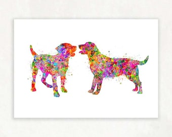 Labrador Watercolor Art Print  - Labrador Portrait Print - Labrador Gift - Valentines Day Gift - Dog Lover Gift