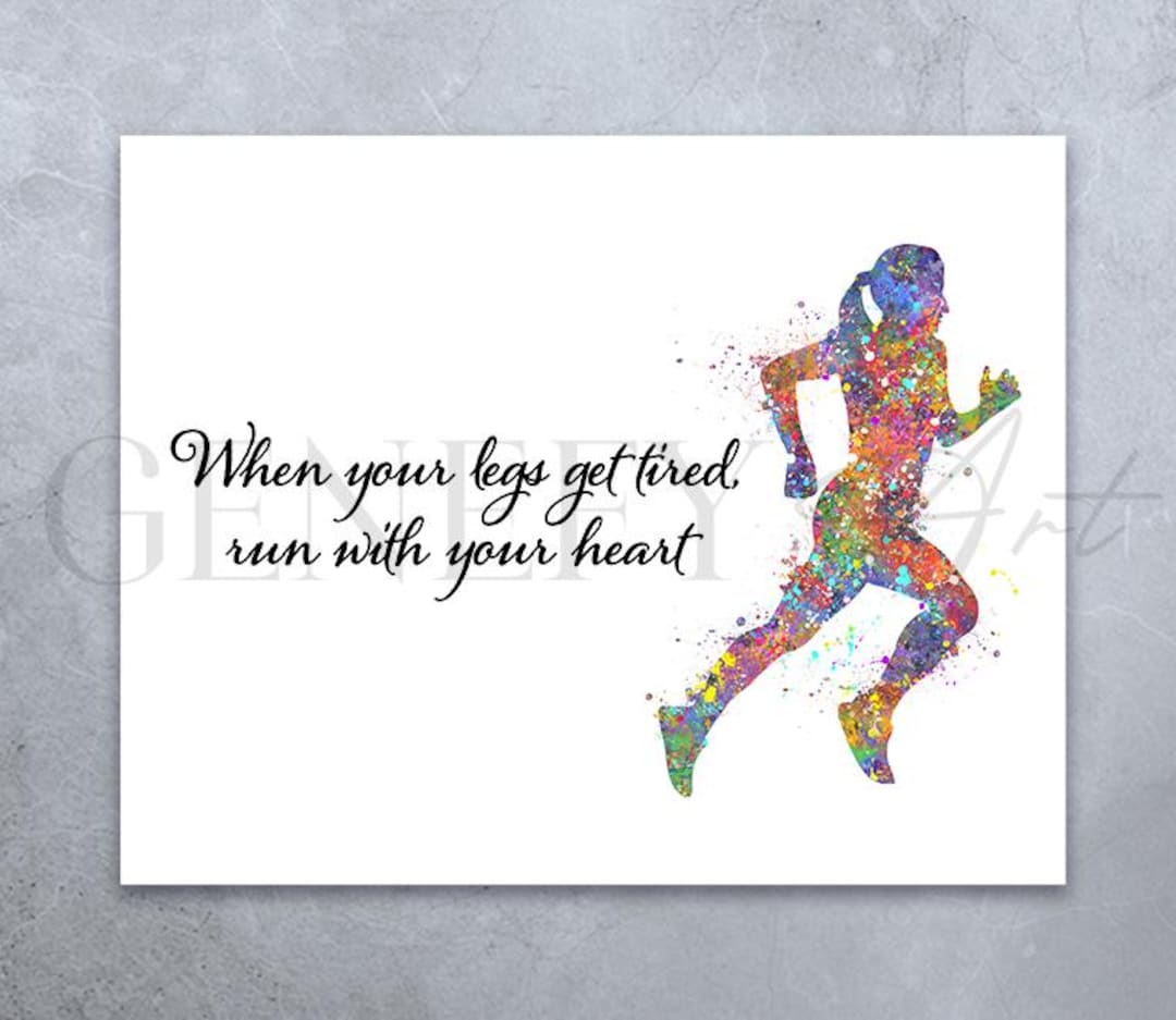 Watercolor Runner Quote Print: Inspirational Marathon Wall Art