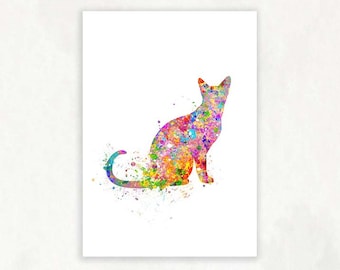 Cat Watercolor Art Print  - Cat Watercolor Art Painting - Cat Poster - Cat Portrait - Housewarming Gift - Bedroom Wall Decor Ideas