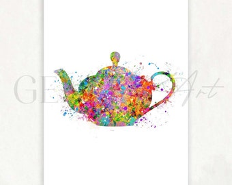 Teapot Watercolor Art Print  - Teapot Watercolor Art Painting - Teapot Portrait - Kitchen Decor - Kitchen Wall Art - Cafe Decor Ideas