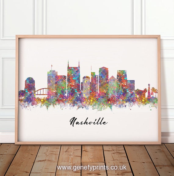 Nashville Watercolor Nashville Art Print Nashville Map Nashville Skyline Nashville Art Nashville Print Nashville Poster Nashville Art