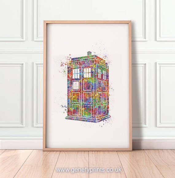 Tardis Doctor Who Watercolor Art Print Wall