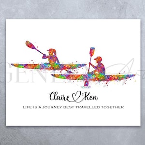 Personalisiertes Kanu Paar Aquarell Druck - Kanu Poster - Hochzeitsgeschenk - Valentinstag - Geschenk für Kanu Sport