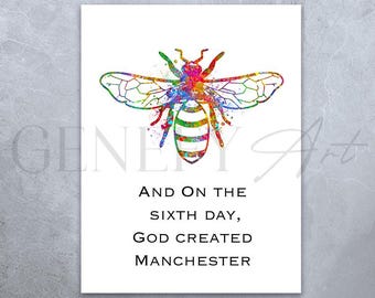 Bee Watercolor Art Print - Manchester Home Decor