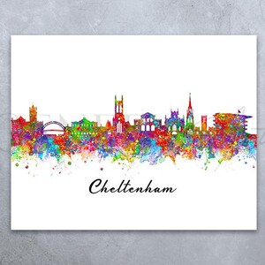 Cheltenham England Skyline Watercolour Art Print