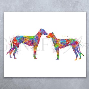 Greyhound Couple Watercolour Art Print - Greyhound Prints - Greyhound Poster - Dog Poster - Wall Decor - Home Decor - House Warming Gift