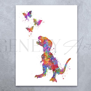 Dinosaur Baby Tyrannosaurus T-Rex Watercolor Art Print - Dinosaur Print - T-Rex Prints - Boys Room Decor - Dinosaur Theme Room Decor