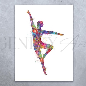 Male Dancer Watercolor Art Print  - Male Dancing Print - Dance Studio Decor - Elegant Dancing Print - Gift for Male Dancers