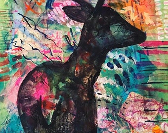 Original Painting, Abstract Art, Acrylic Painting, Wall Art, Contemporary Art, Deer