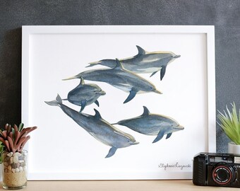 Dolphin Watercolor Print