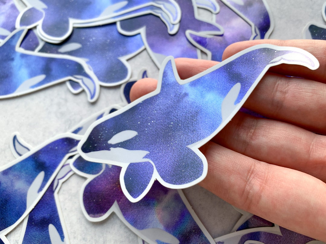 Holographic Galaxy Orca Whale Sticker - Etsy
