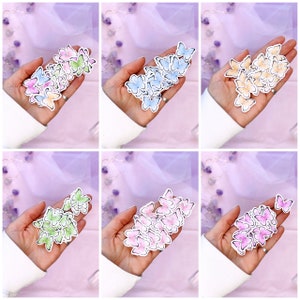 40 borboletas arco-íris em flocos de adesivos cortados, cottagecore, coisas efêmeras fofas, suprimentos para diário, scrapbooking, polco, bujo, adesivos artesanais