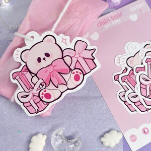etichette regalo di Natale con orsetto chibi - etichette di Natale, etichette regalo, etichette regalo, adesivi regalo, confezioni natalizie, graziose etichette regalo