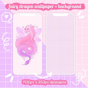 purple dragon fairy phone wallpaper, ios, android, mobile phone theme, smartphone background, wallpaper set, aesthetic iphone background