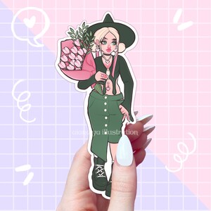 groene heks tulp sticker, heksenstickers, herbologiesticker, stickervlok, dagboekstickers, magische stickers, esthetisch, kruidenheks