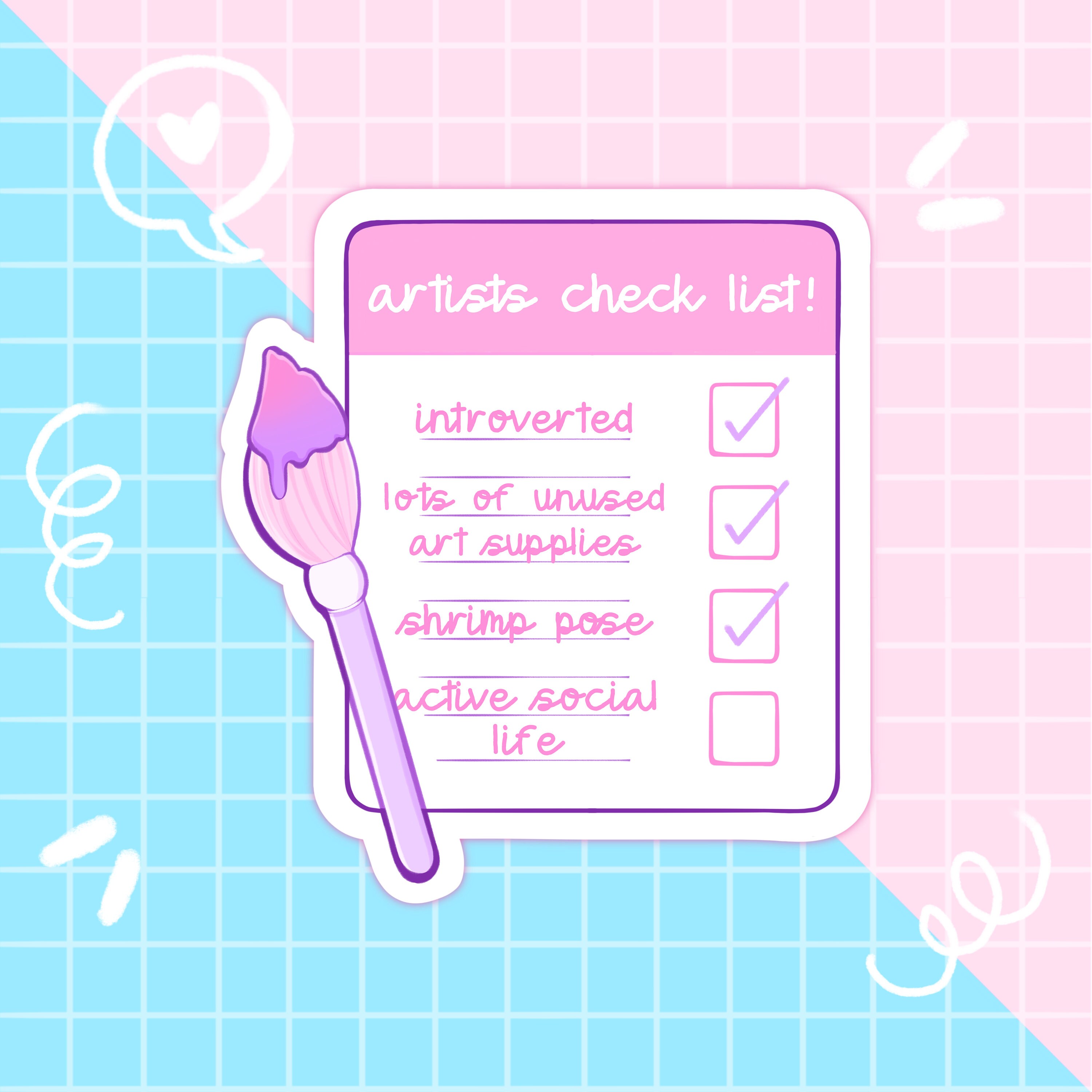 Checklist Slogan Artist Checklist Slogan Sticker, Writing Stickers, Cute Phrases Sticker ...