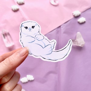 niedlicher Seeotter gestanzter Aufkleber Flocke, Baby Tier Ästhetik, Scrapbooking, Journal, Planer Zubehör, Kawaii, Ozean Sticker Ephemera