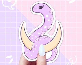 mina the moon snake sticker, snake stickers, halloween sticker, sticker flake, journal stickers, kawaii stickers, aesthetic