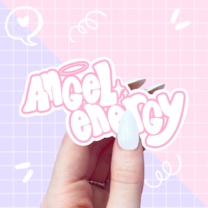 engelenenergie slogansticker, schrijfstickers, schattige zinnensticker, stickervlok, dagboekstickers, kawaiistickers, esthetisch, schattig