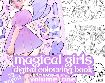 Livre de coloriage numérique pour filles magiques, volume un, livre de coloriage numérique, pages à colorier imprimables, livre de coloriage imprimable, procréer