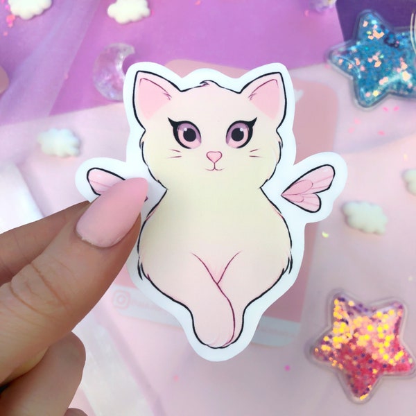 fairy kitty cat sticker flake, journalling supplies, scrapbooking, furbaby, crazy cat lady, adorable die cut sticker, kawaii craft supplies