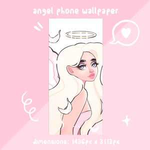 pink angel aesthetic phone wallpaper, ios, android, mobile phone theme, smartphone background, wallpaper set, aesthetic iphone background