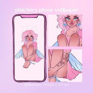 pink fairy aesthetic phone wallpaper, ios, android, mobile phone theme, smartphone background, wallpaper set, aesthetic iphone background