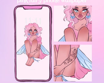 pink fairy aesthetic phone wallpaper, ios, android, mobile phone theme, smartphone background, wallpaper set, aesthetic iphone background