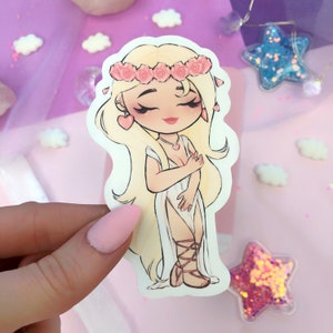 aphrodite chibi die cut flocon d'autocollant, scrapbooking mignon, autocollant d'ordinateur portable, sorcière, autocollant de déesse grecque, panthéon grec, kawaii, féminin