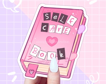 self care book sticker, girl stickers, teen girl sticker, sticker flake, journal stickers, kawaii stickers, aesthetic, 00's, genz