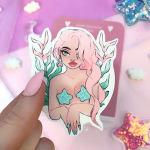 plante sirène die cut autocollant flocon, scrapbooking - journalisation - autocollant pour ordinateur portable - kawaii planificateur - plantes, sirène, mignon stationnaire