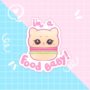 adesivo con slogan per hamburger di gatto per bambini, adesivi con scritte, adesivi con frasi carine, fiocchi di adesivi, adesivi per diari, adesivi kawaii, estetici