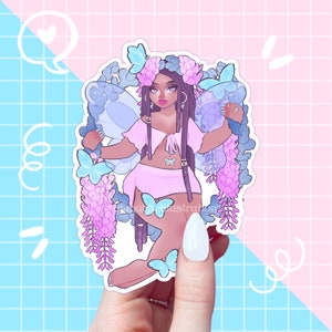 purple wisteria fairy sticker, fairy stickers, sticker flake, journal stickers, fae stickers, aesthetic, aesthetic, fantasy stickers, faerie