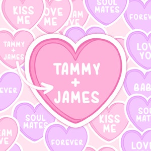 Paquete de copos de pegatinas troqueladas con corazones de amor de caramelo personalizados, pegatinas de San Valentín, álbumes de recortes para parejas, lindo planificador efímero, aniversario