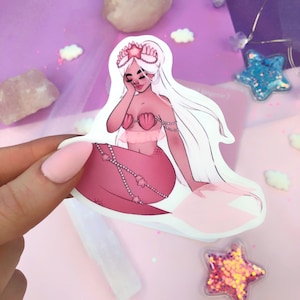 couronne de coquillage sirène rose die cut flocon autocollant, esthétique y2k, scrapbooking, journal, fournitures de planificateur, kawaii