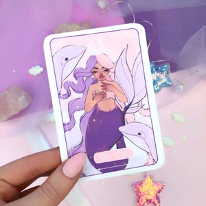 le flocon d'autocollant découpé avec des matrices de carte de tarot d'étoile, scrapbooking mignon, journalisation, décor d'ordinateur portable, sirène, éphémère