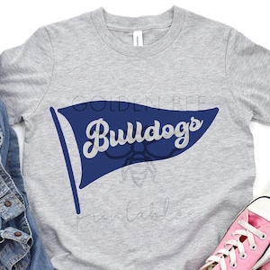 Bulldogge Wimpel Flagge SVG - INSTANT DOWNLOAD - Team Flagge svg, Vintage Fußball svg - Digitalschnittdatei für jeden Drucker, Silhouette oder Cricut
