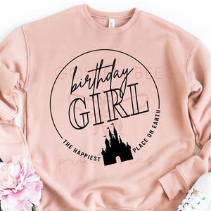 Theme Park Birthday Girl SVG - INSTANT DOWNLOAD - Disney Birthday Babe, Schloss - Digitale Schnittdateien für jeden Drucker, Silhouette oder Cricut