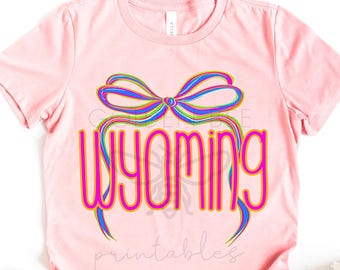 Wyoming Neon Bow PNG – Spirito di squadra Y2K (download digitale)