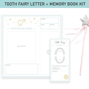 Tooth Fairy Kit - INSTANT DOWNLOAD - Tooth Fairy Tracker, Tooth Fairy Certificate - Dental Records - Tooth Fairy Receipt, Fairy Letter - 8x8